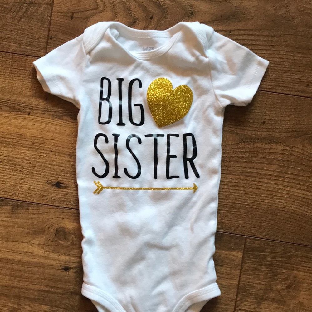 Pregnancy reveal big sister custom made onesie